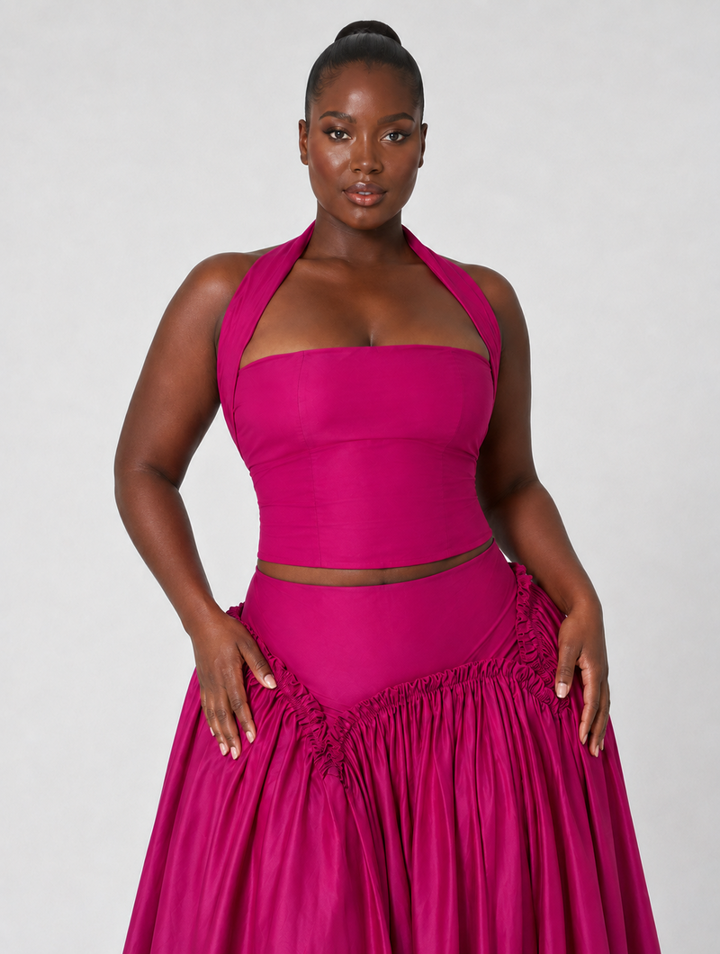 Fuchsia Halter Two-Piece Set