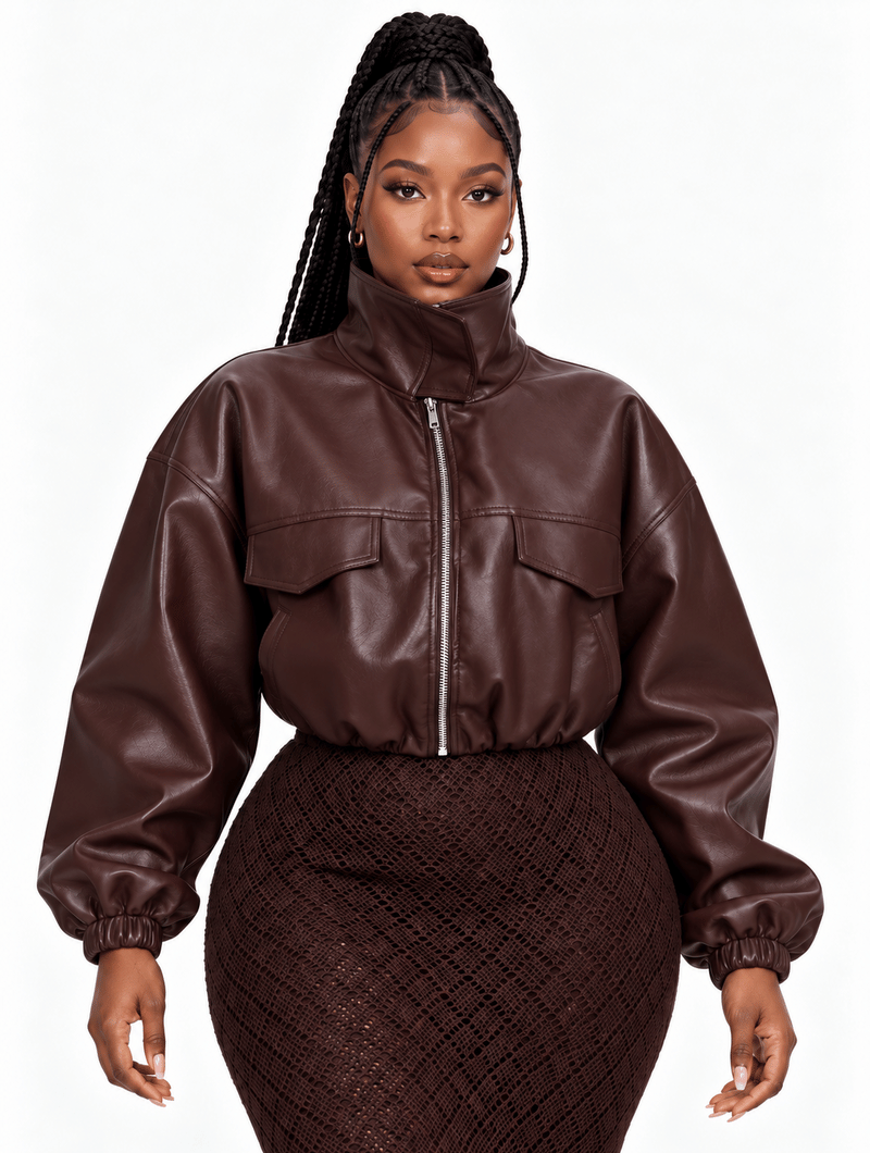 Mocha Leather Knit Set