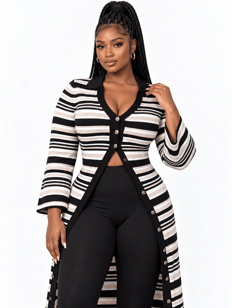 Striped Maxi Duster Cardigan