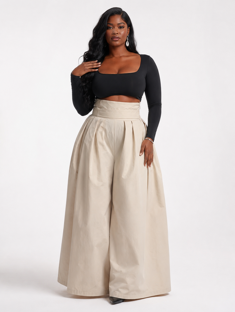 Cinched Drape Wide Pants