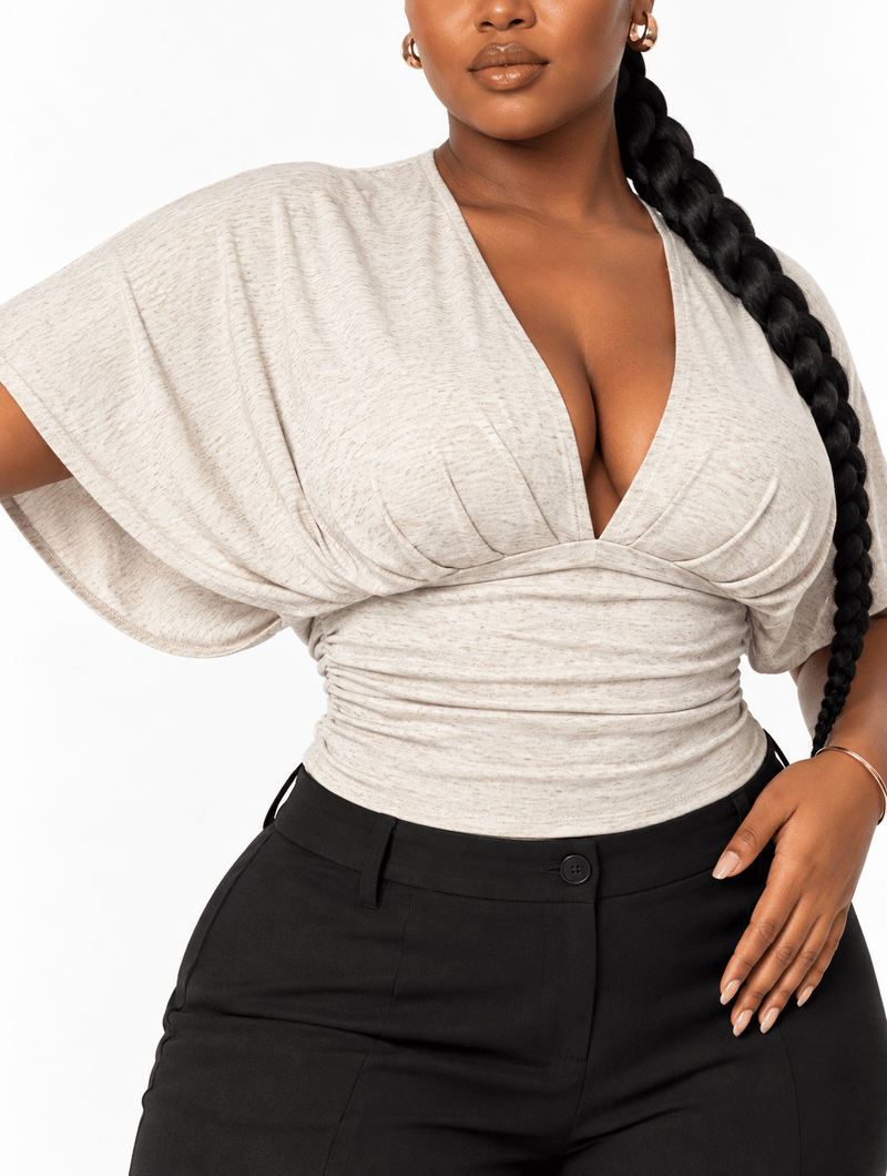 Plunge Ruched Waist Top