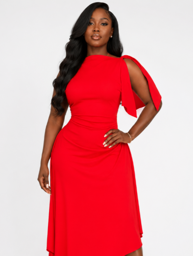 Scarlet Asymmetric Sculpt Dress