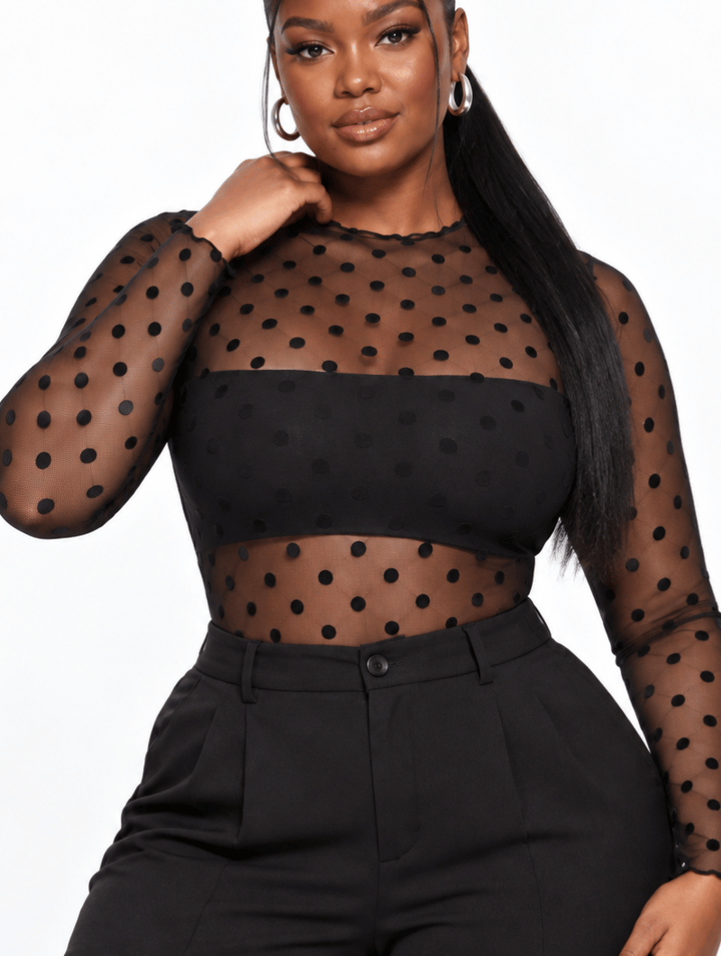 Polka Dot Mesh Top