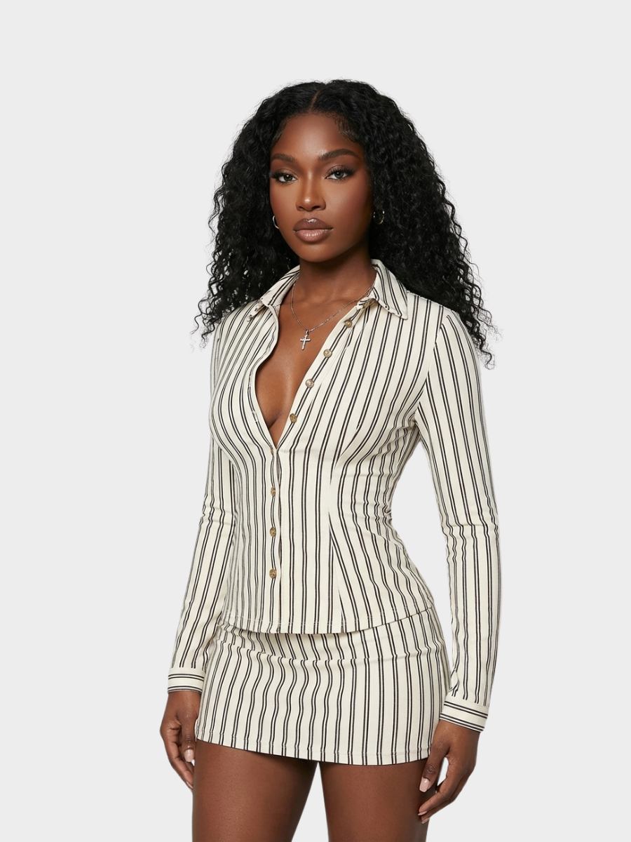 Striped Buttoned Set
