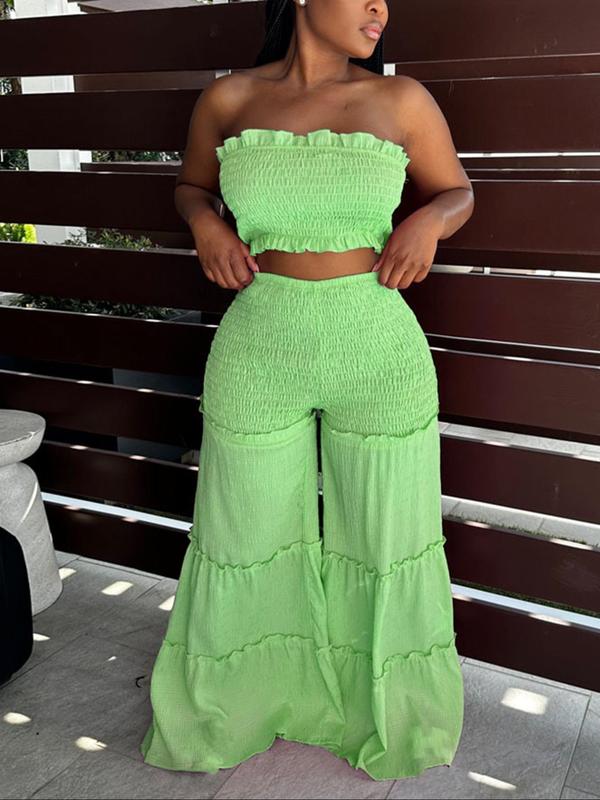 Boho Frill Tube Top Pants Set