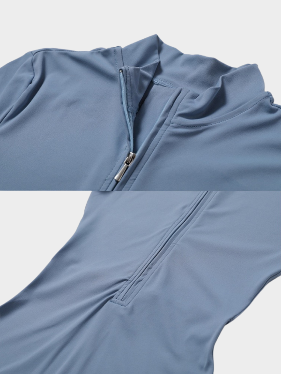 Women Zipper Short Sleeve Nude Yoga Jumpsuit