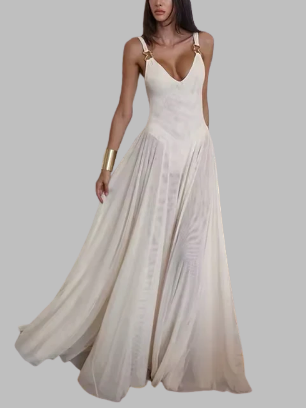 Sheer Mesh V-Neck Dress