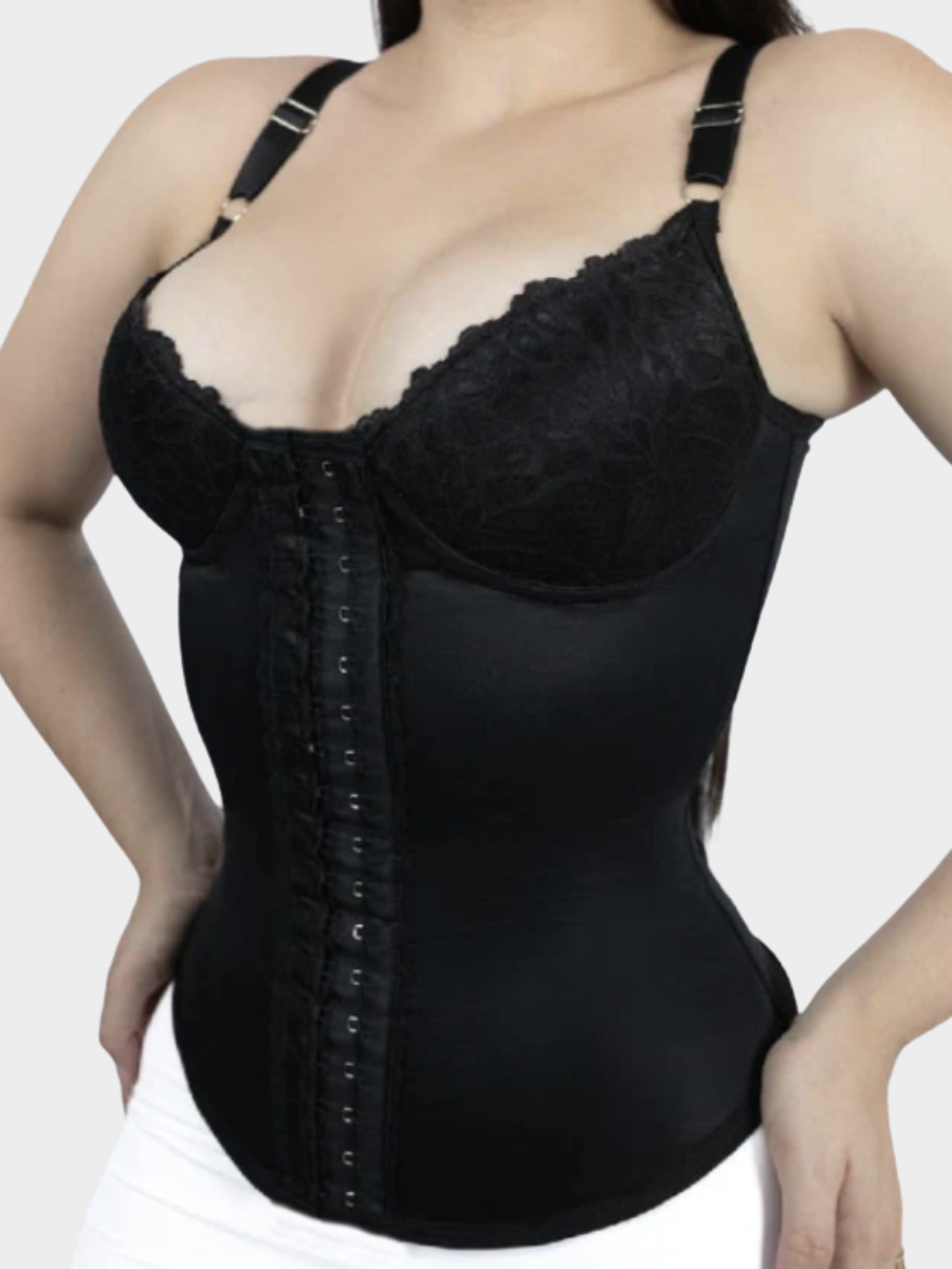 Seamless Satin Corset with Lace Cups