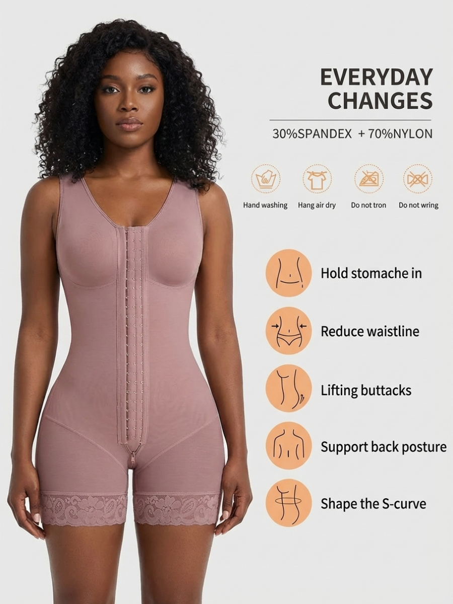 High-compression bra-integrated multi-hook faja