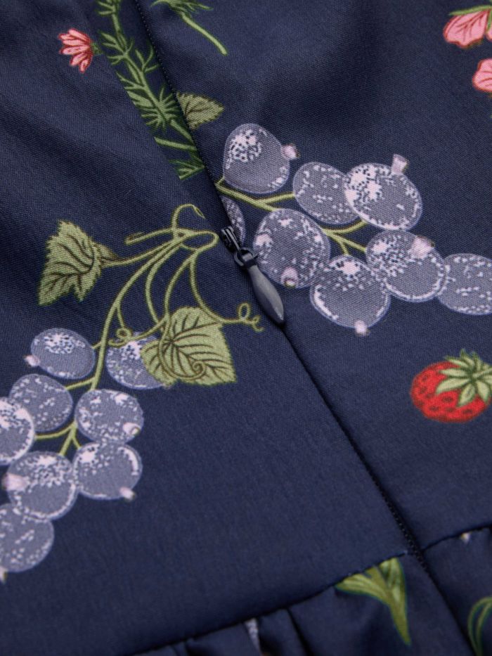 Floral & Fruit Ruffle Hem Knotted Layered Mini Dress