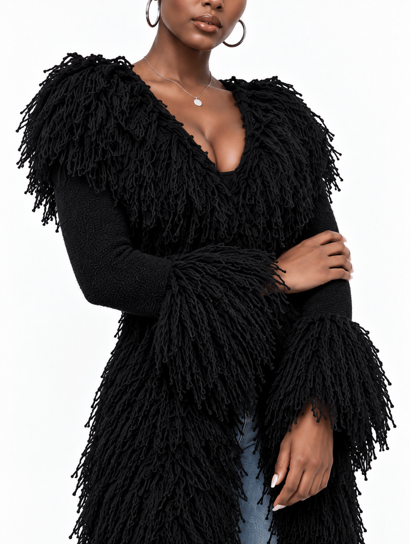 Shaggy Fringe Knit Cardigan