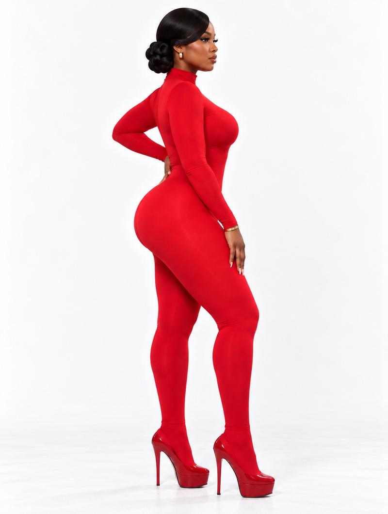 Hourglass Red Mockneck Jumpsuit