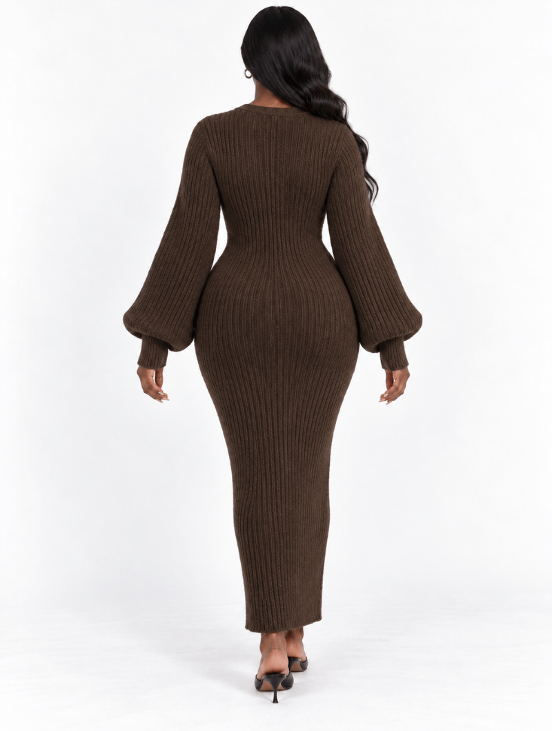 Ribbed Cardigan Maxi Dress