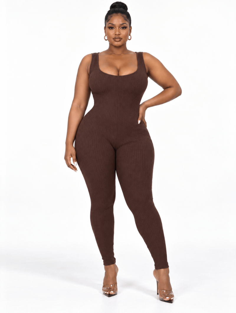 Ribbed Bolero Catsuit Set