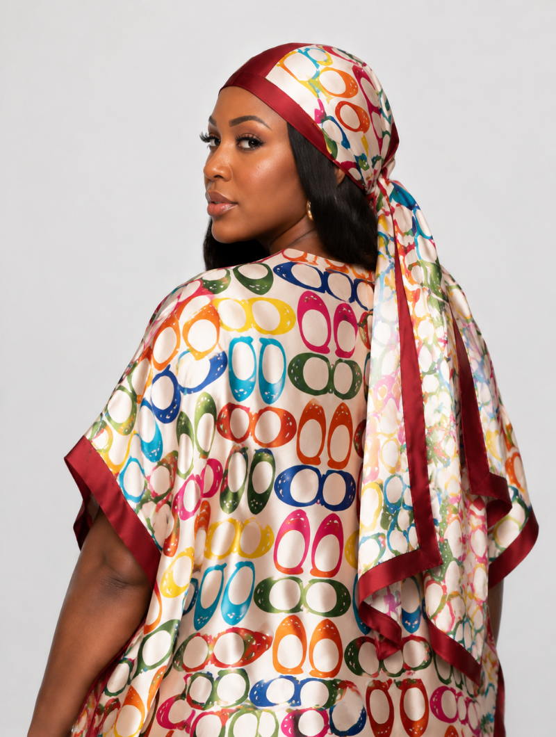 Rainbow Silk Kaftan Set