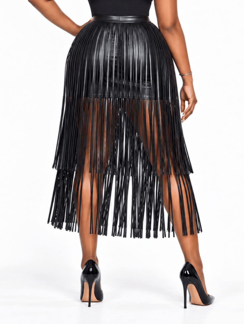 Tiered Leather Fringe Skirt (Pre-Order)