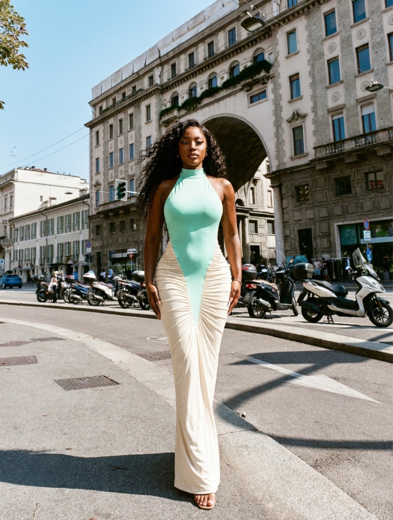 Hourglass Illusion Halter Dress