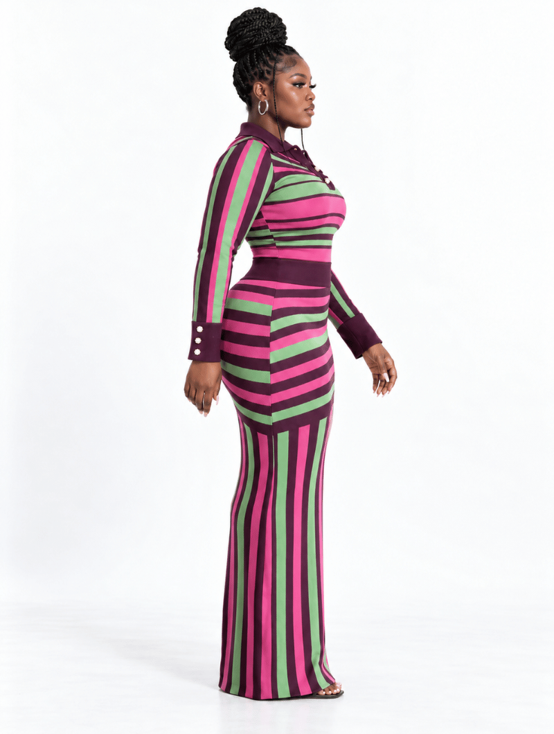 Retro Striped Skirt Set