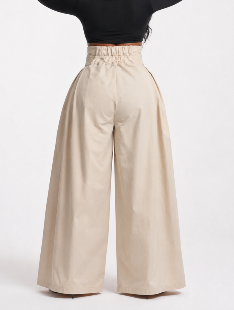 Cinched Drape Wide Pants
