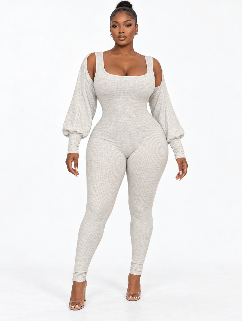 Ribbed Bolero Catsuit Set