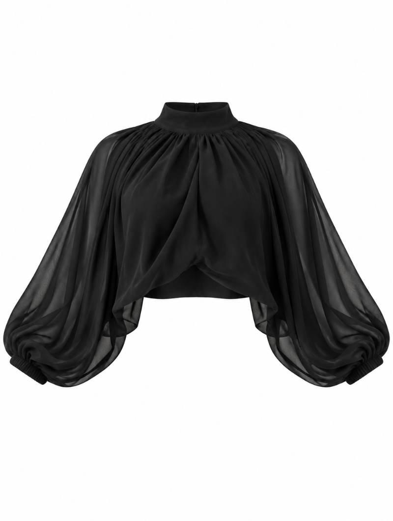 Noir Chiffon Velvet Set