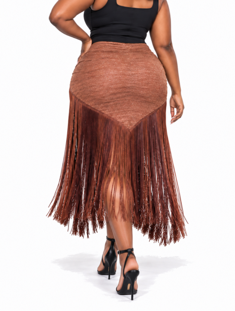 Mocha Fringe Skirt