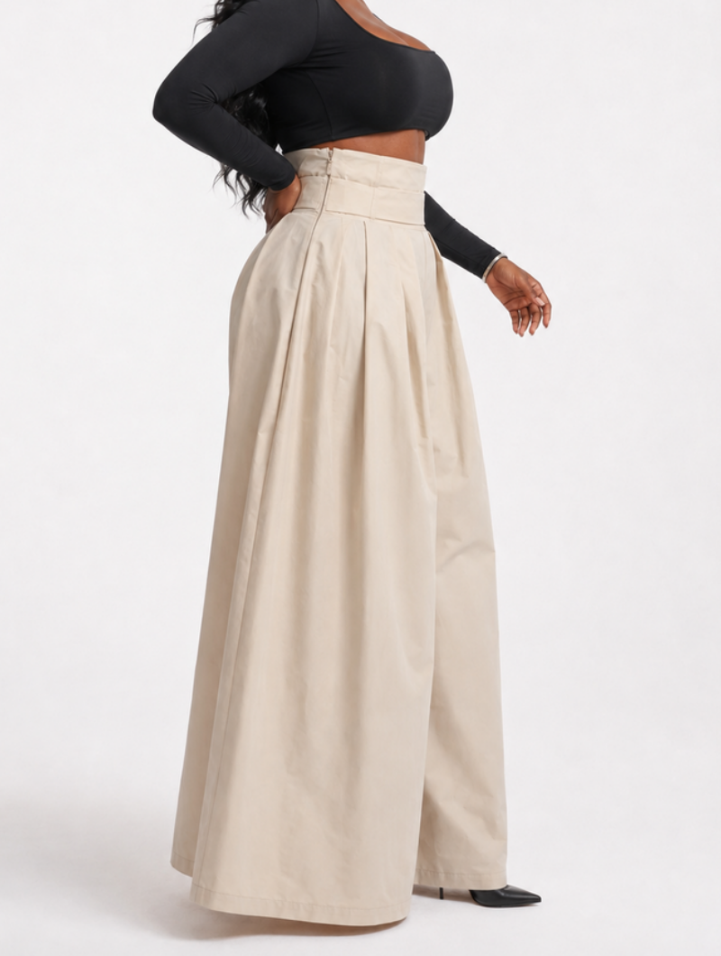 Cinched Drape Wide Pants