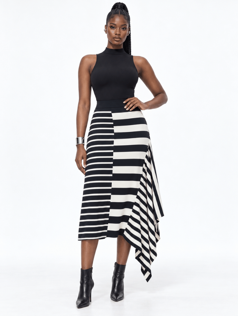 Dual Stripe Flare Skirt