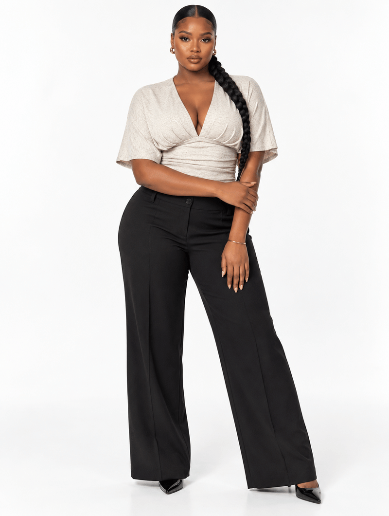 Plunge Ruched Waist Top
