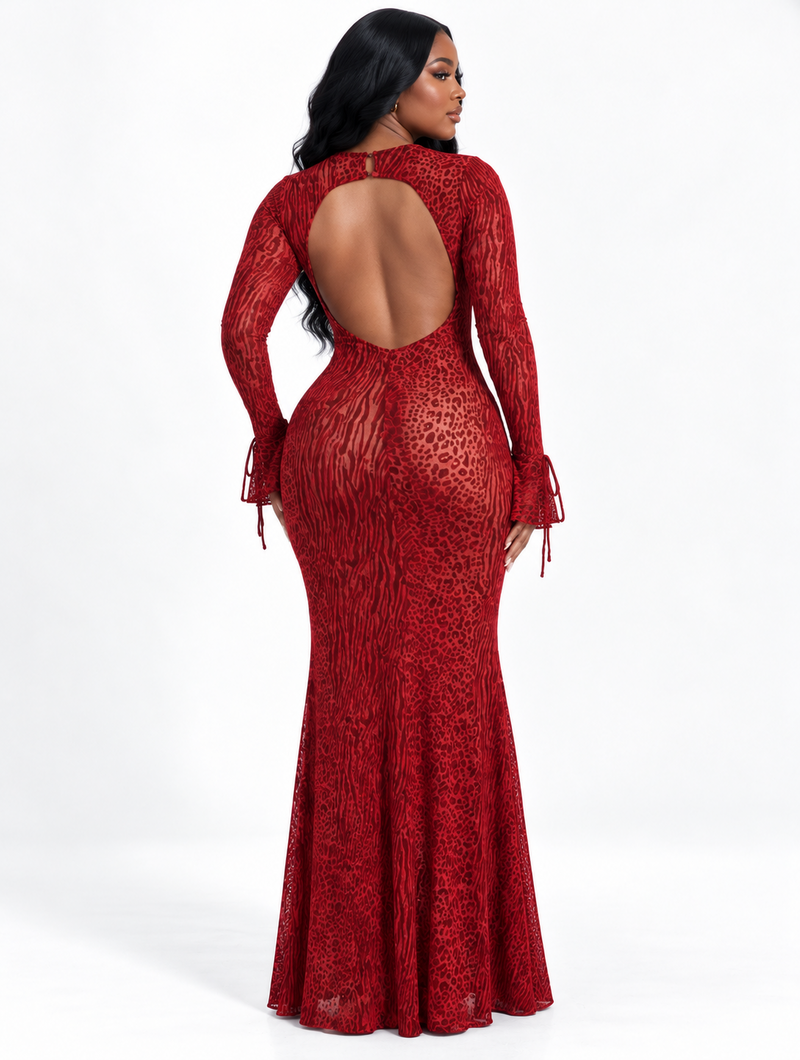 Scarlet Leopard Mesh Dress