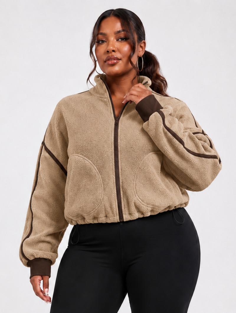 Retro Piping Fleece Jacket