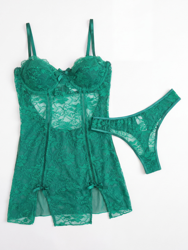Sheer Lace Corset Chemise