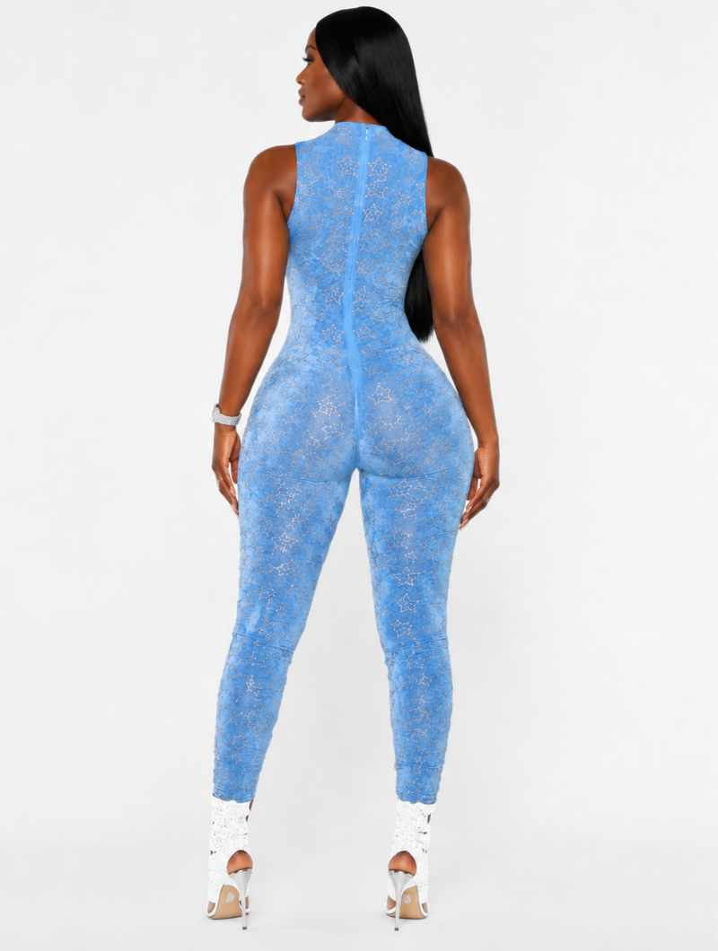 Starry Mesh Sleeveless Jumpsuit