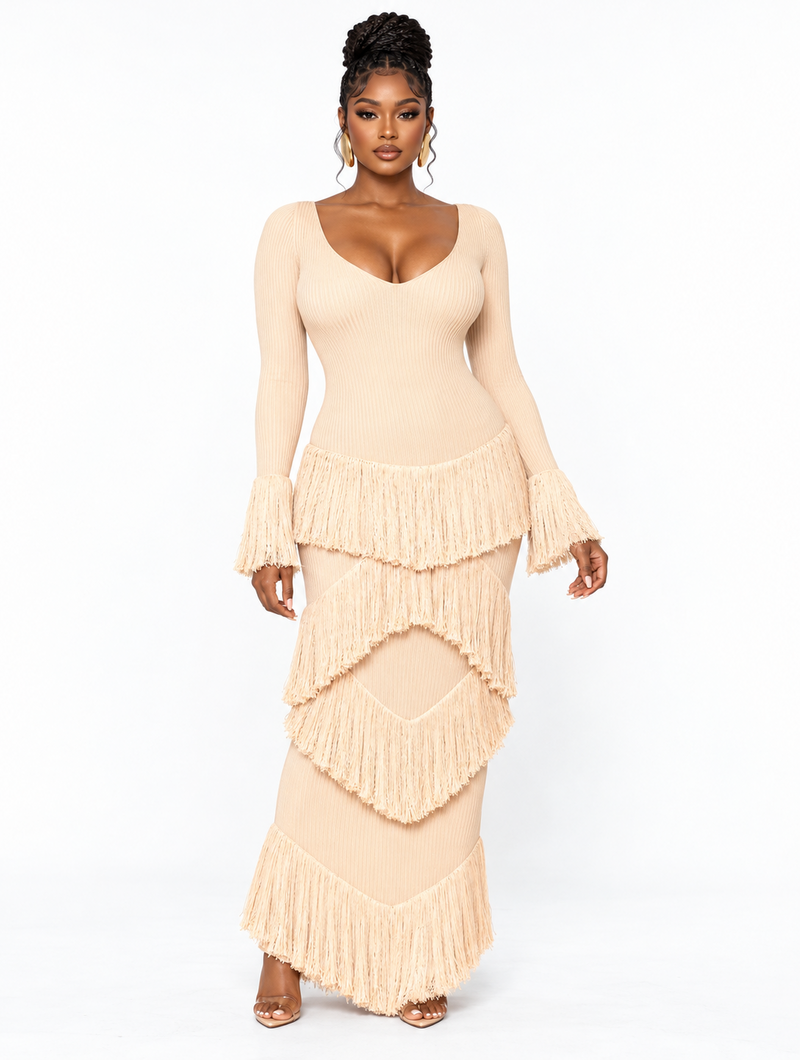 Tiered Fringe Maxi Dress