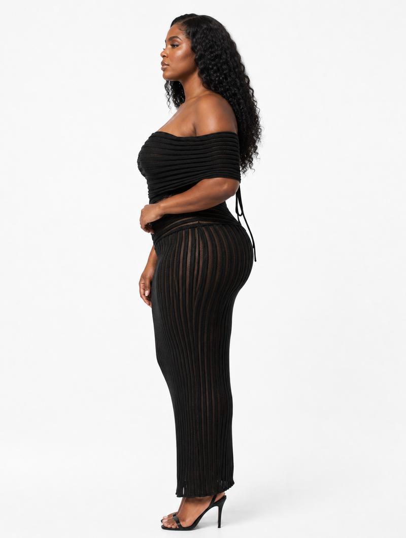 Black Sheer Stripe Maxi