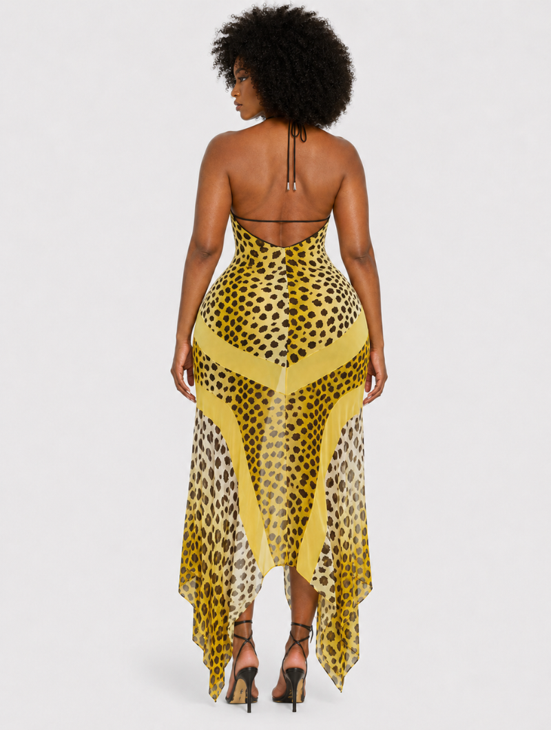 Wild Leopard Halter Dress