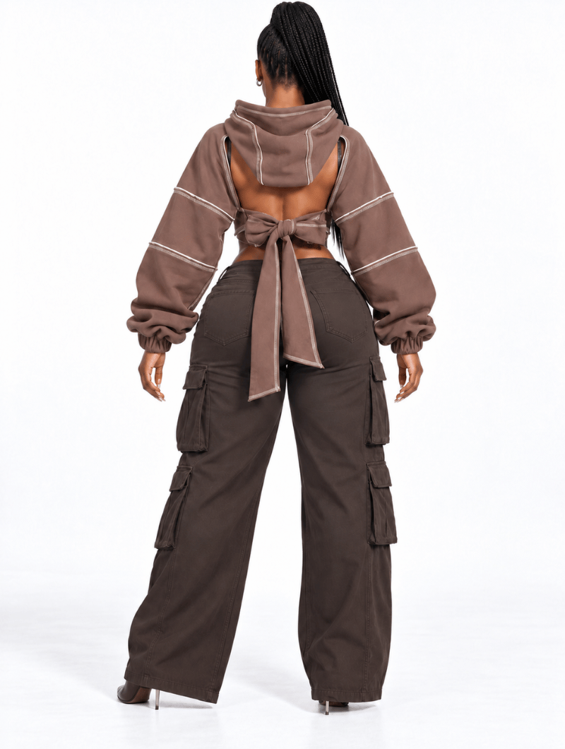 Cutout Tie-Back Hoodie
