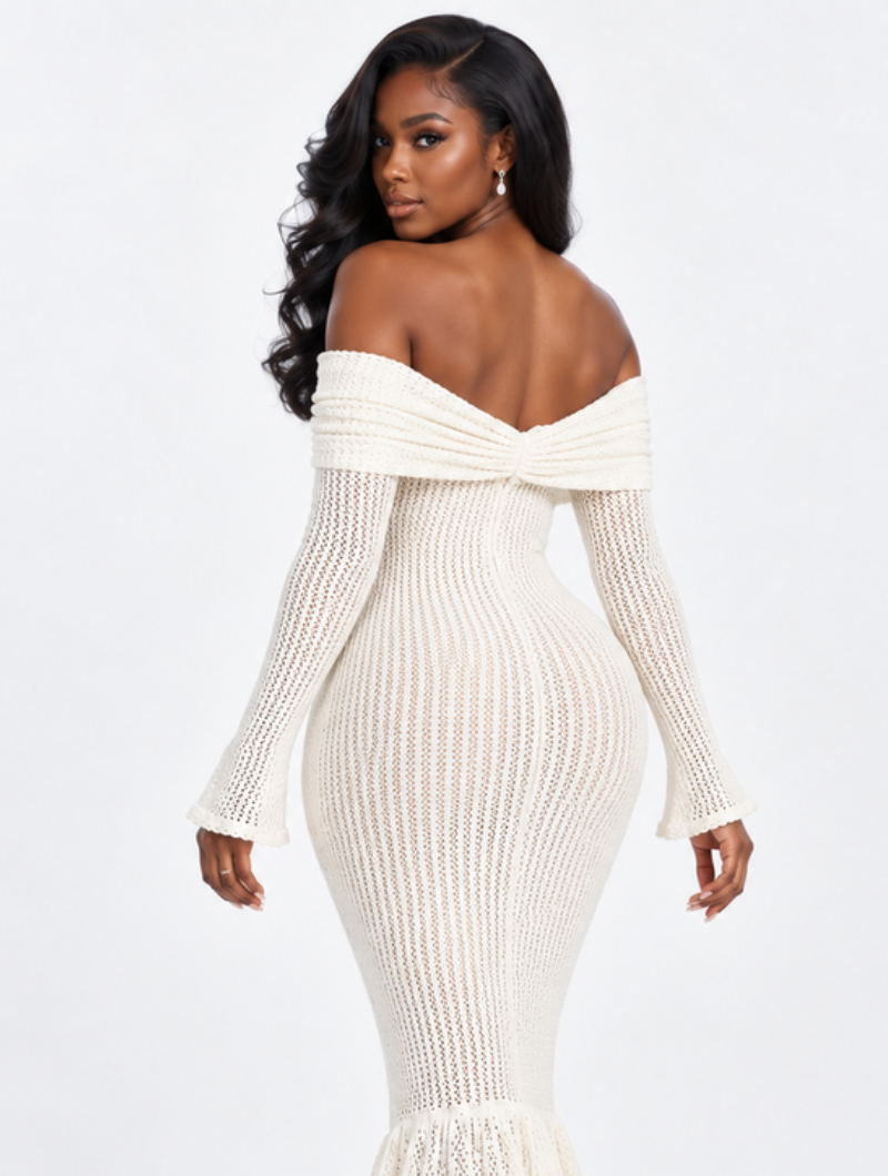 Cream Mermaid Knit Dress