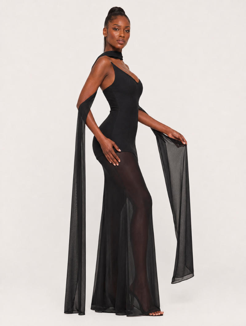Black Scarf Corset Gown