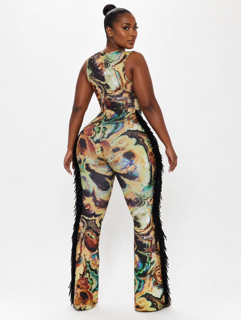 Fluid Motion Fringe Jumpsuit