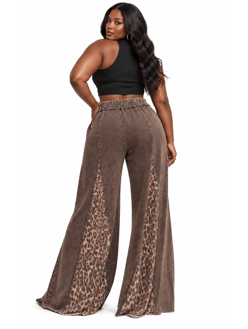 Washed Leopard Flare Pants