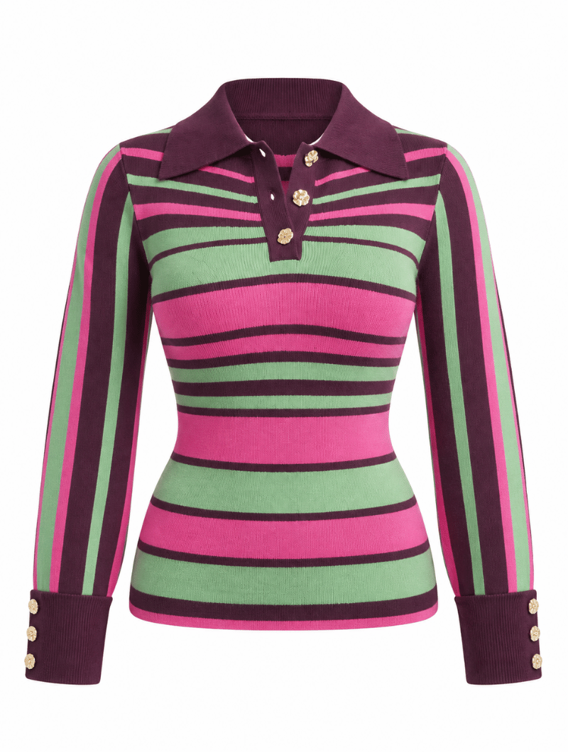 Retro Striped Skirt Set
