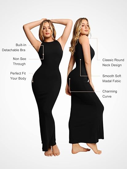 Crew Neck Sleeveless Slimming Dress
