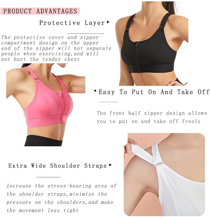 Zipper Support Sports Bra Set