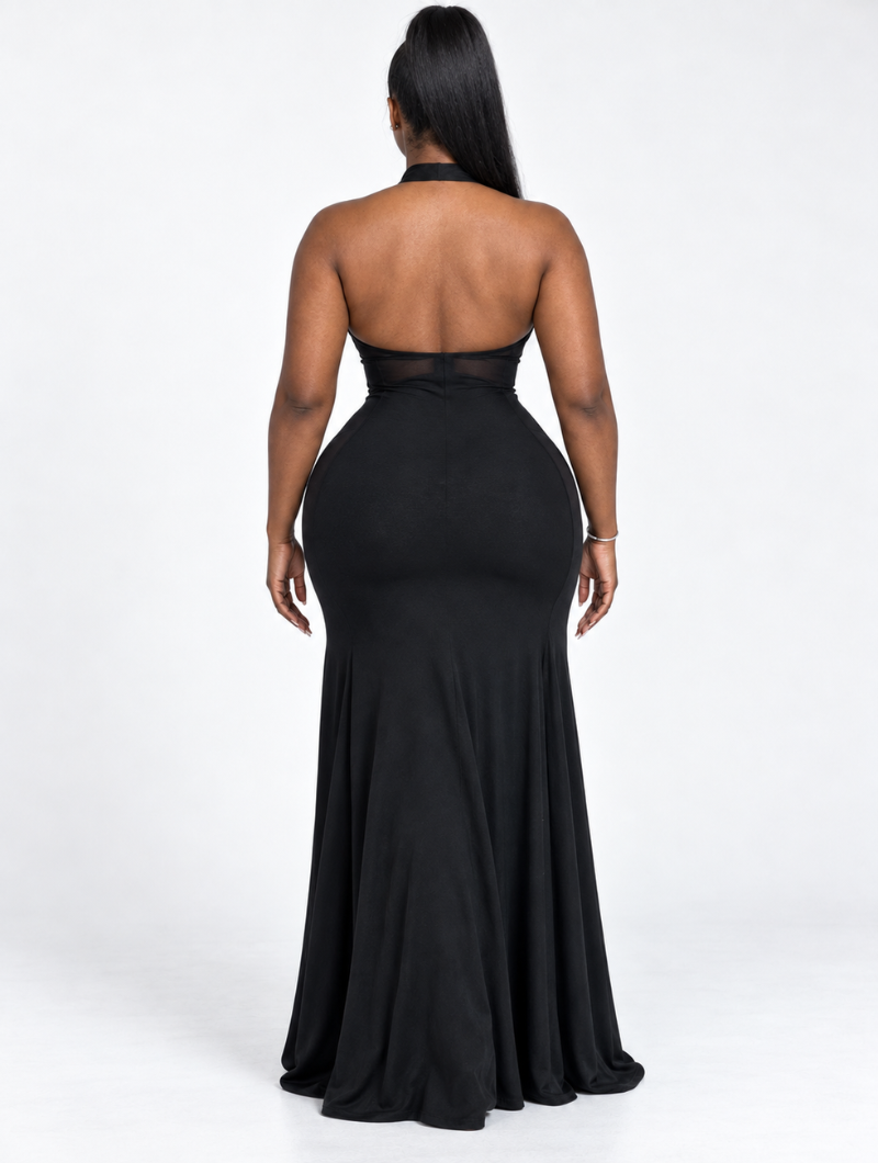 Hourglass Sheer Halter Dress