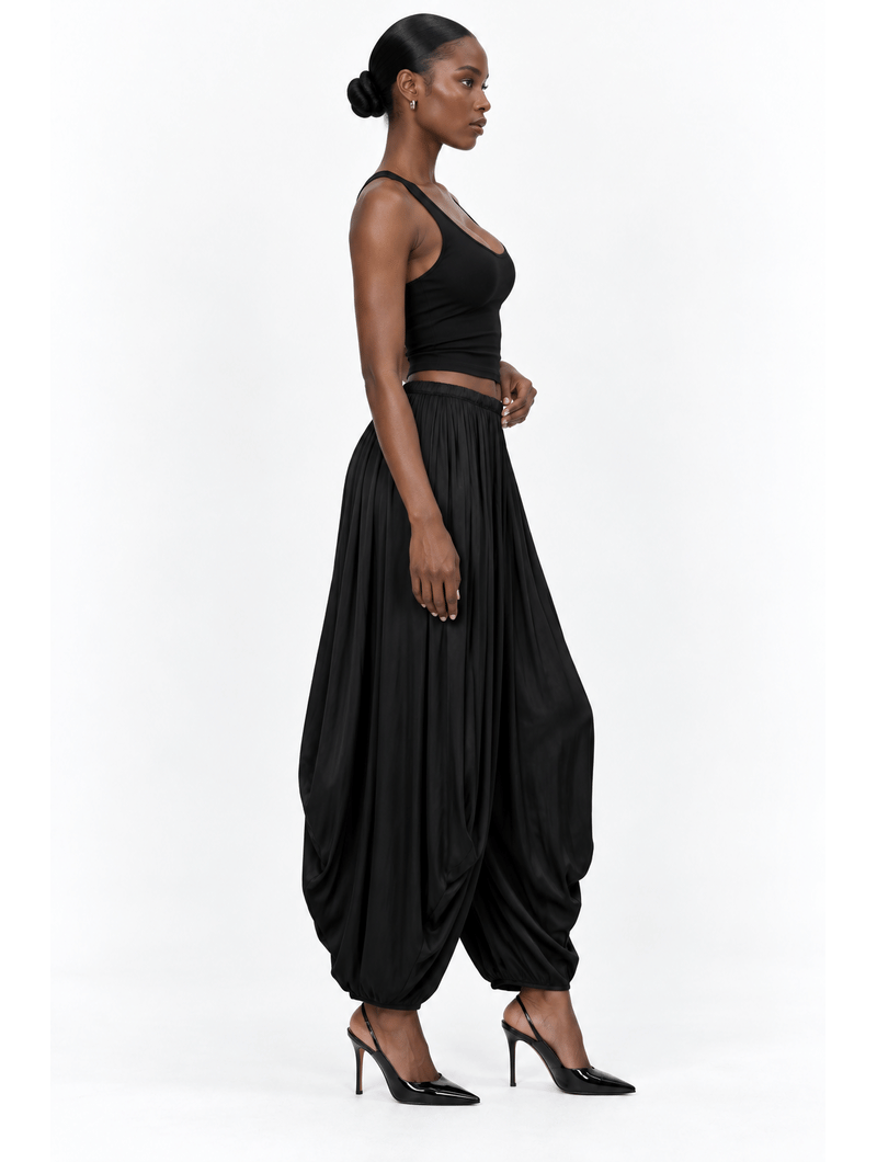 Satin Draped Balloon Pants