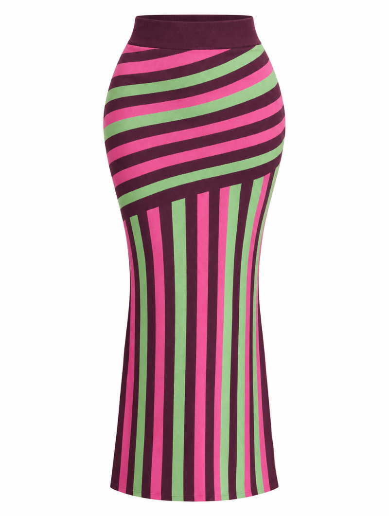 Retro Striped Skirt Set