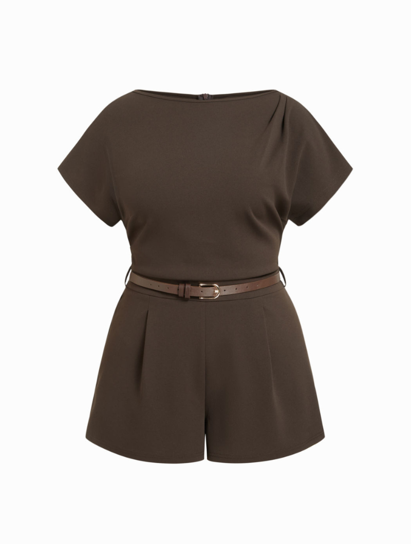 Modern Pleat Belted Romper