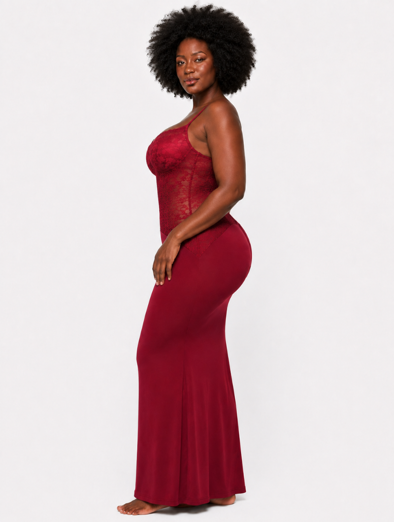 Burgundy Lace Bodice Maxi