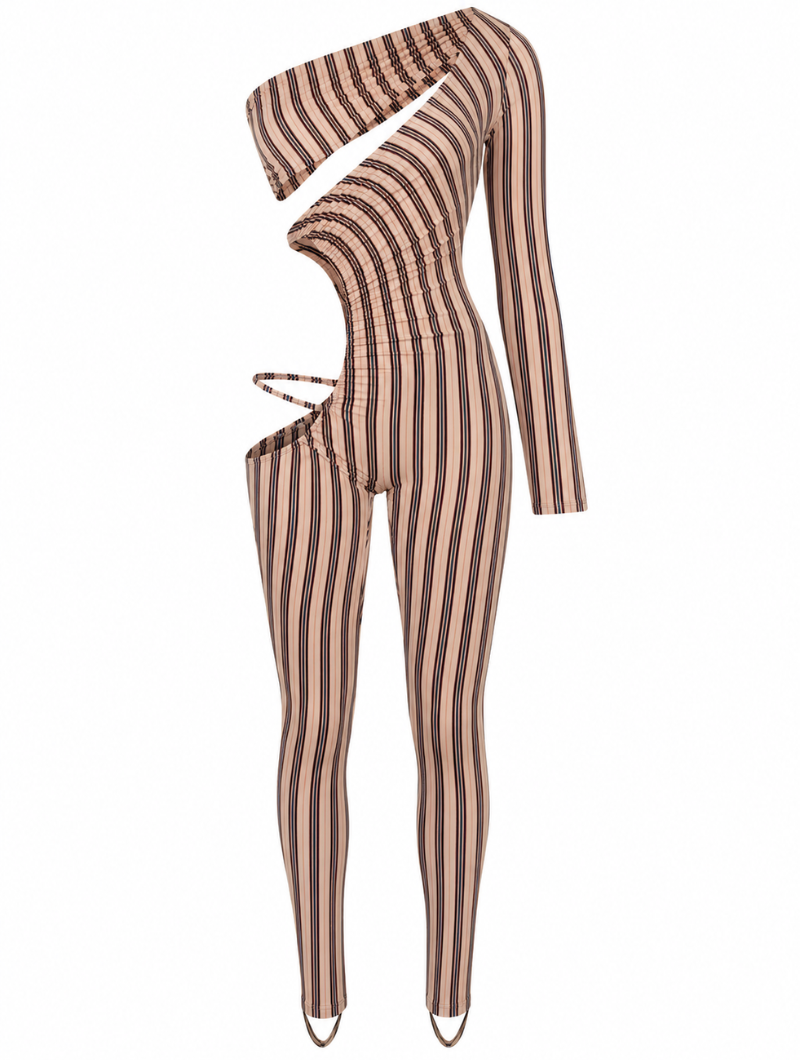 Stripe Tease Cutout Jumpsuit